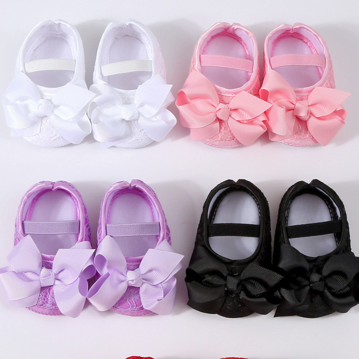 Scarpine Neonata Suola morbida Eleganti con Fiocco – Scarpe Antiscivolo per Battesimo e Cerimonie