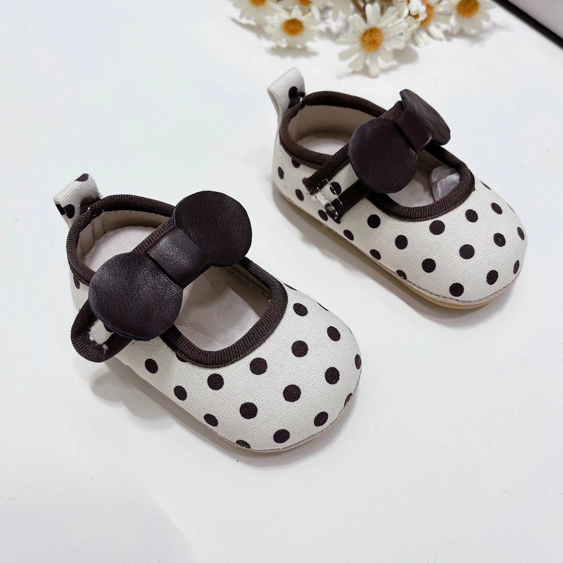 Ballerine Baby Pois con Fiocco Orecchie – Antiscivolo e Comode