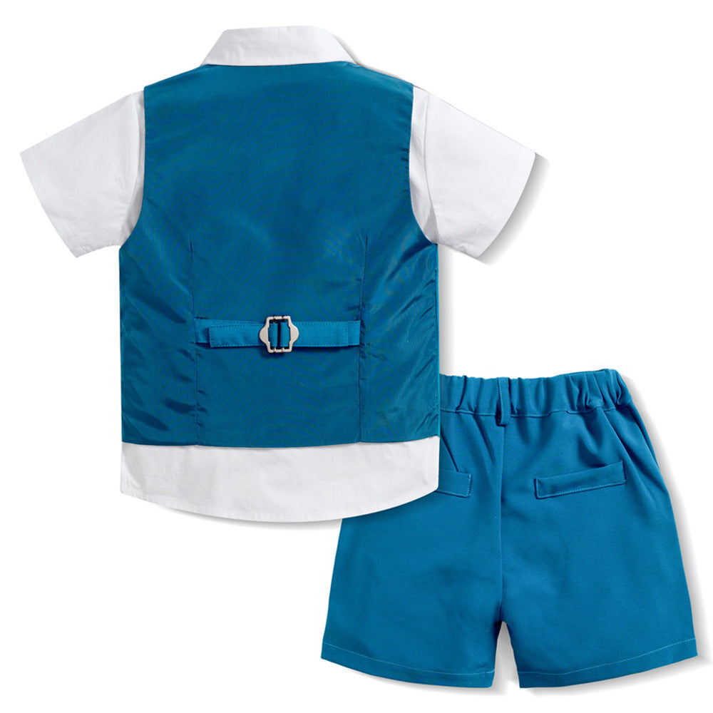 Completo Cerimonia 3 Pezzi per Bambino – Gilet, Camicia e Pantaloncini con Papillon