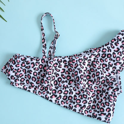 Costume da Bagno Bikini Leopardato Monospalla per Bambine