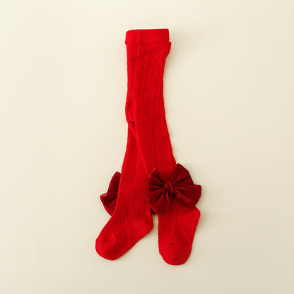 Calze bambina lunghe con fiocco in raso – vari colori