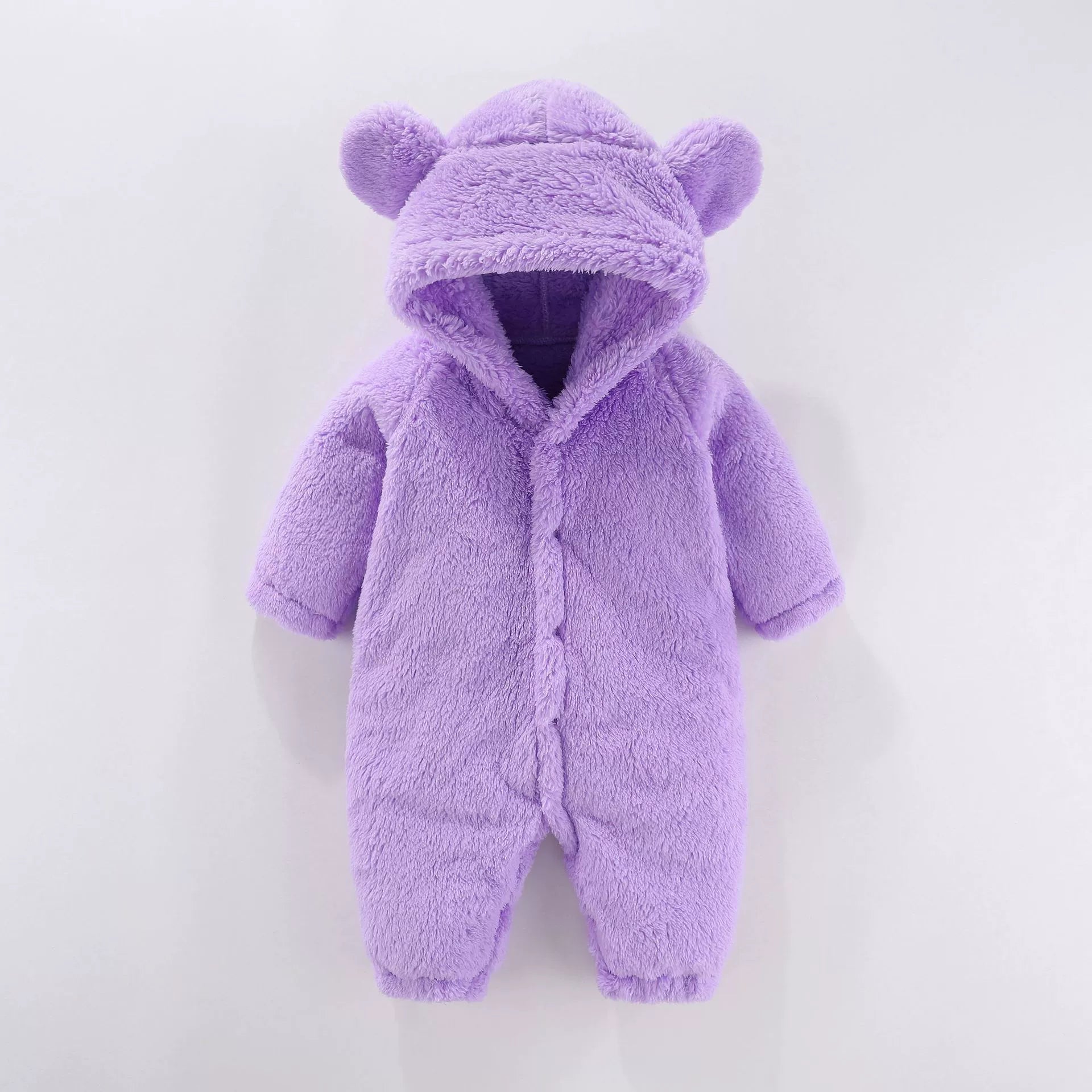 Tuta invernale “Teddy Bear” in peluche con cappuccio e orecchiette – Calda e morbida