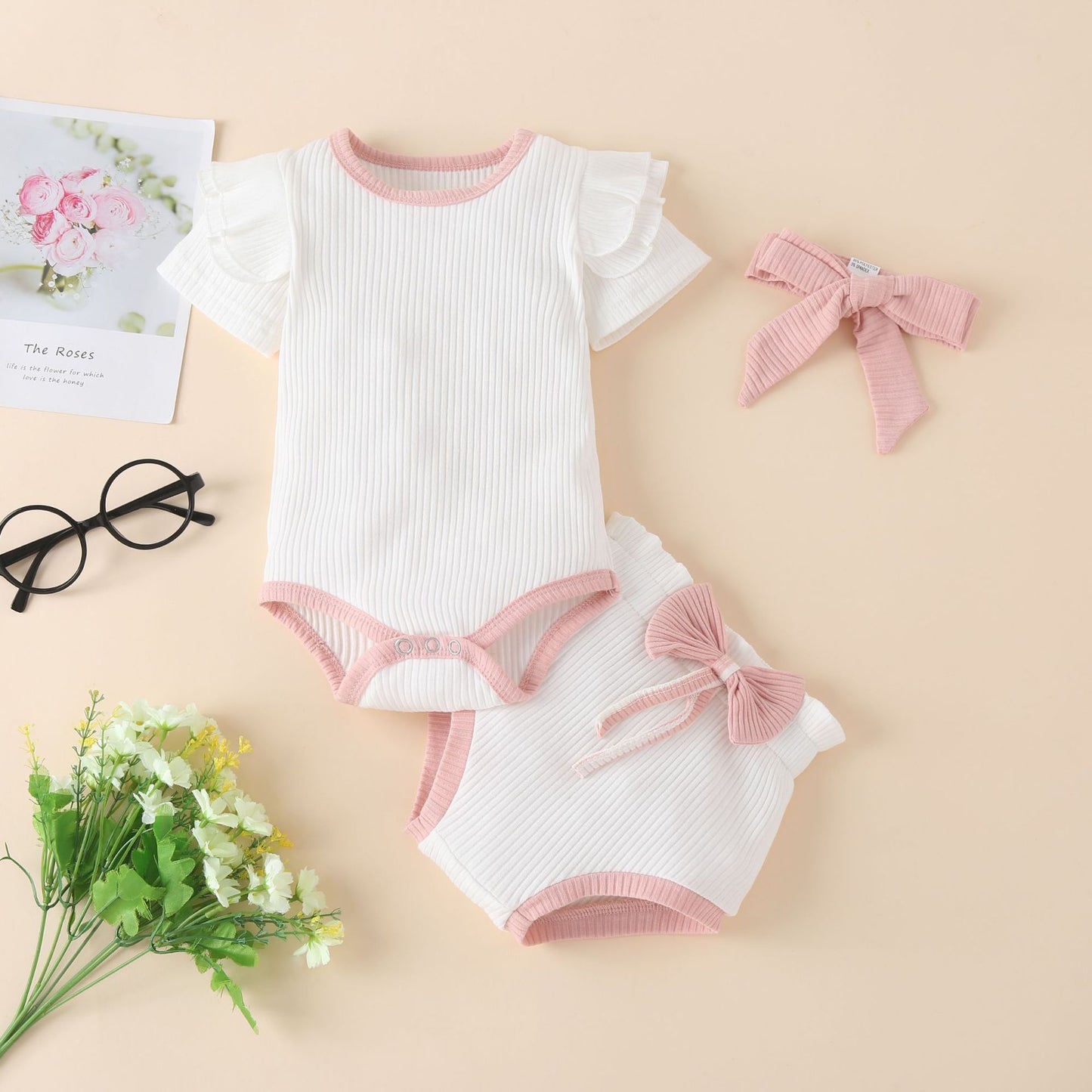 Set Body a Maniche Corte per Bambine con Fasce Coordinate - Colori Vivaci