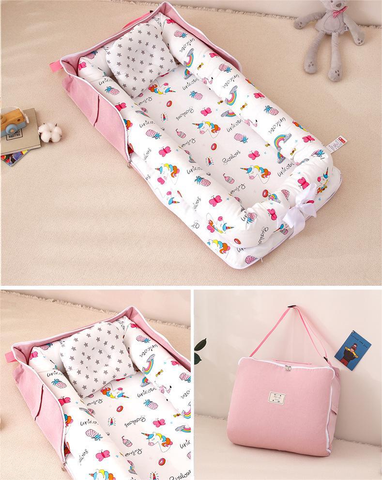 Nido - Culla  Unicorno Portatile Neonata in Cotone con Cuscino