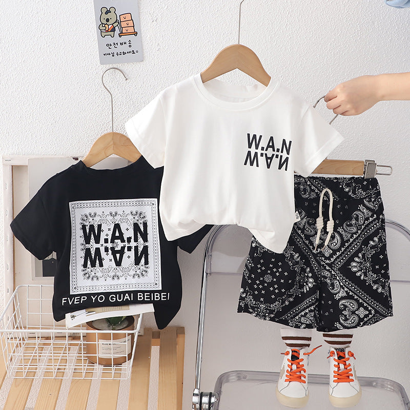Completo Bambino T-Shirt e Shorts Stile Bandana