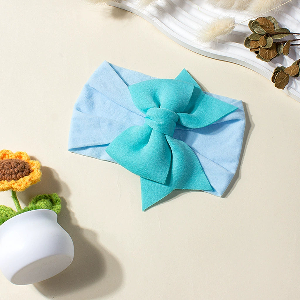 Fascia Neonata con Fiocco Grande in Tessuto Morbido 🎀 – Colori Pastello