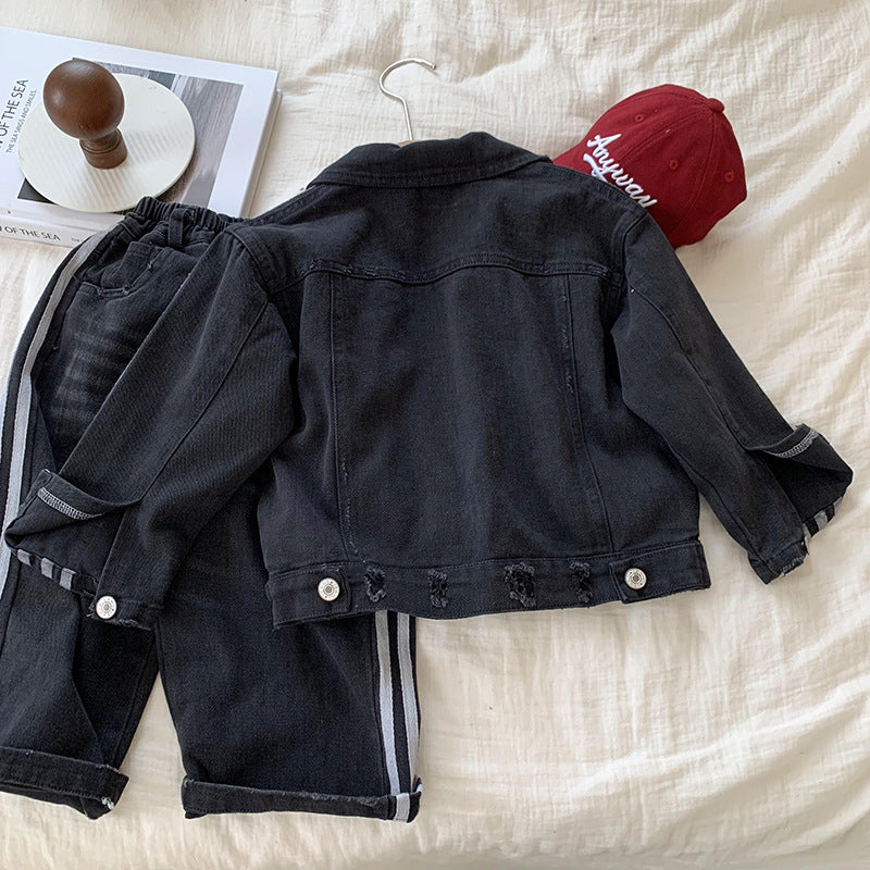 Completo Bimbo  2 Pezzi   Giacca e Pantalone Nero Street Style