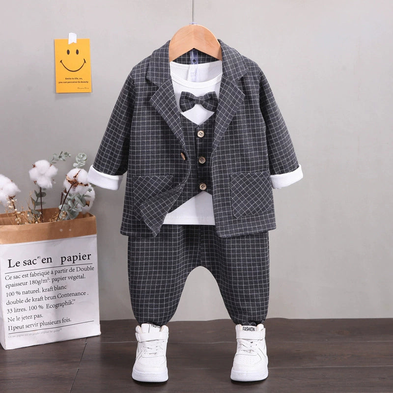 Set Bimbo elegante quadretti – Blu / Grigio / Nero Autunno Inverno