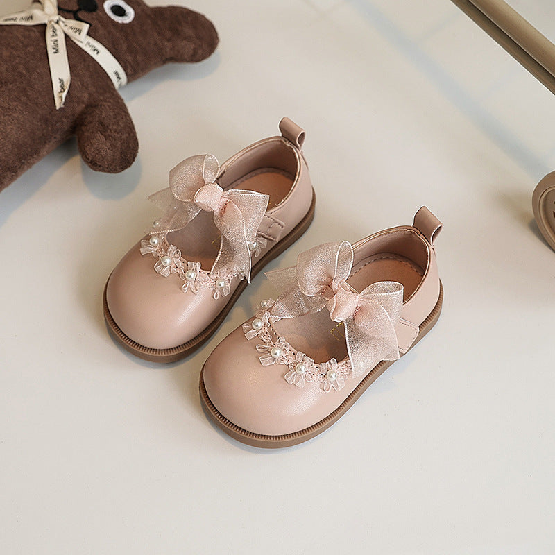 Scarpine Eleganti Bambina con Fiocco e Dettagli di Perle