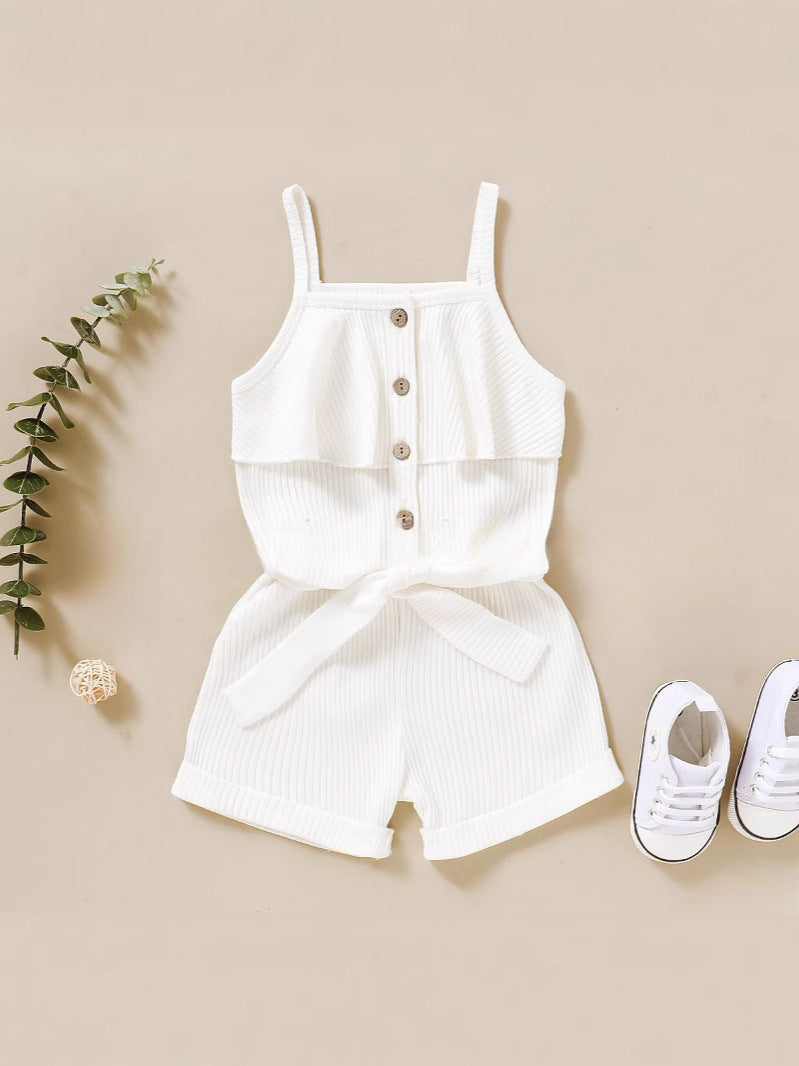 Tutina Bimba  Estiva  Senza Maniche con Fiocco e Bottoni