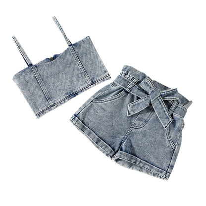 Completo Estivo Bambina: Top e Shorts in Denim