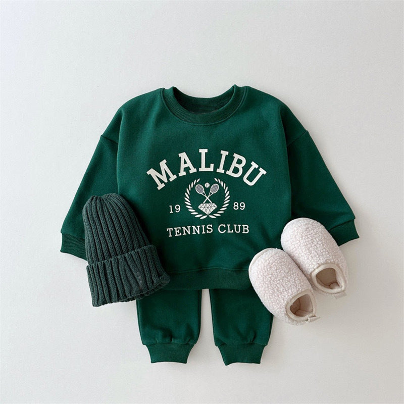 Set Felpa & Jogger in cotone "Malibu Tennis Club" – Stile Casual per Piccoli Campioni