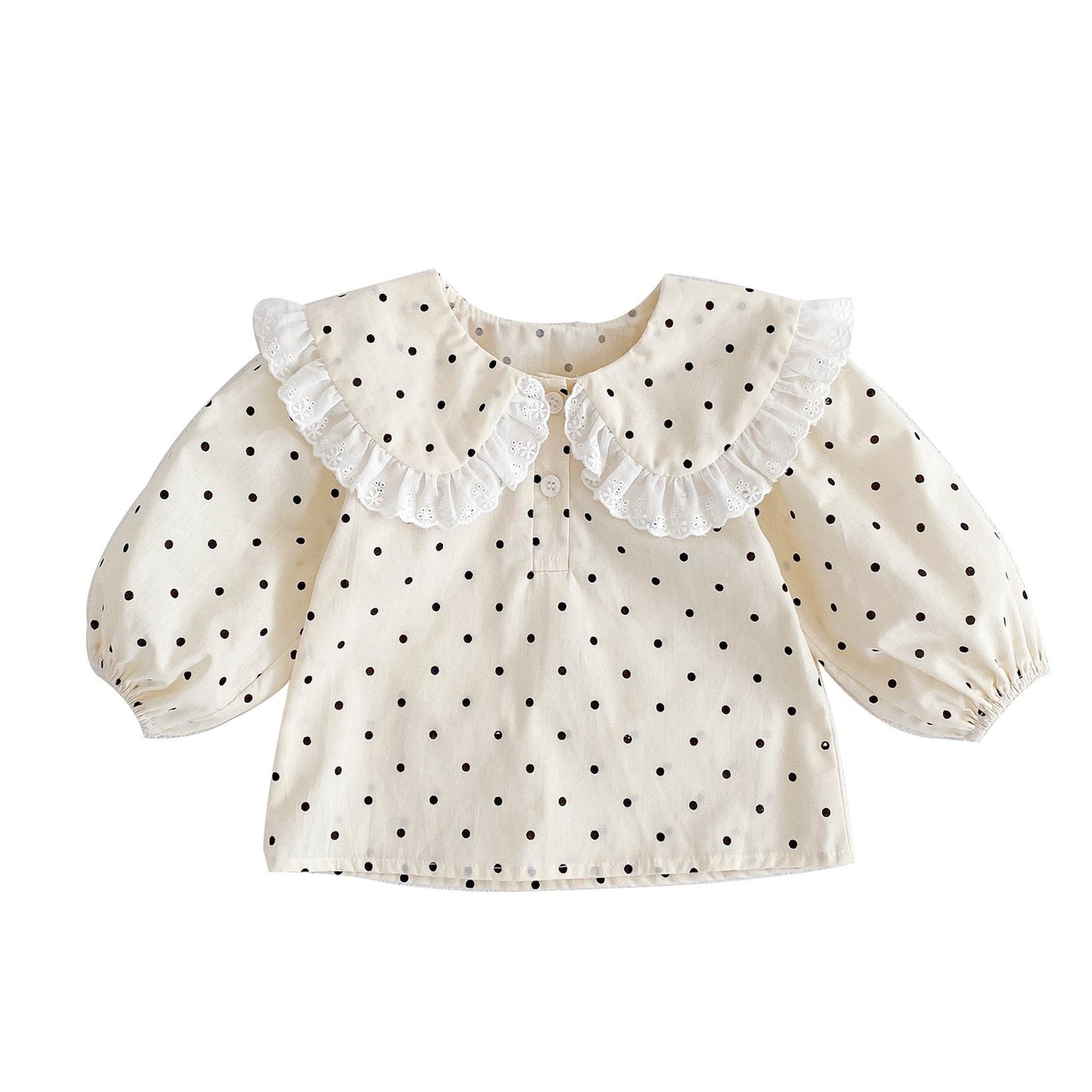 Set Elegante 3 Pezzi per Bambina – Blusa a Pois, Bloomers con Volant e Fascia Coordinata