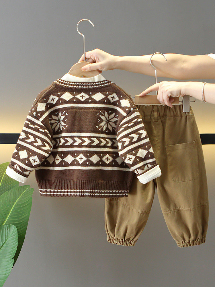 Set Invernale Bambino con Dolcevita e Cardigan Jacquard