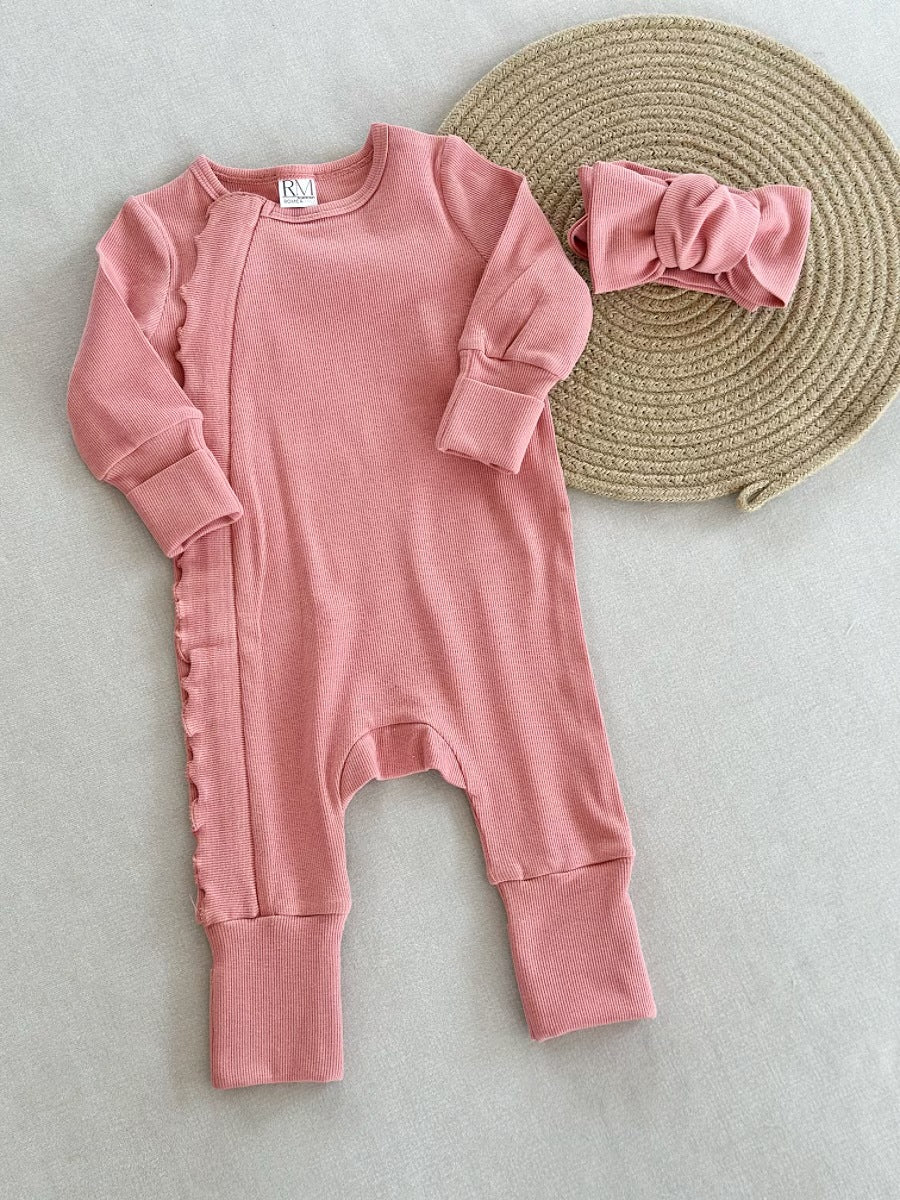 Tutina Bimba  con Volant + Fascia Fiocco  Stile Romantico e Comodo