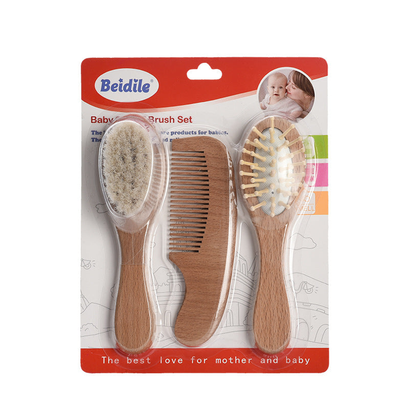 Set Spazzole e Pettine in Legno per Neonati (3 pezzi)