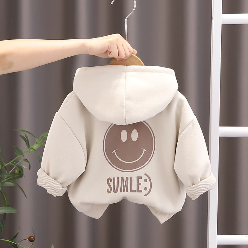 Felpa Bimbo/Bimba con Cappuccio e Stampa Smiley – "Happy Mood"