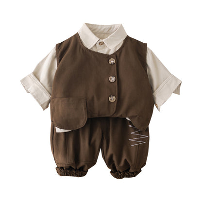 Completo Elegante per Bambino  Camicia, Gilet e Pantaloni
