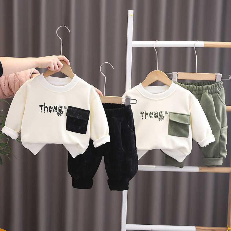 Completo Sportivo per Bambino  Felpa con Tasca e Pantaloni Cargo