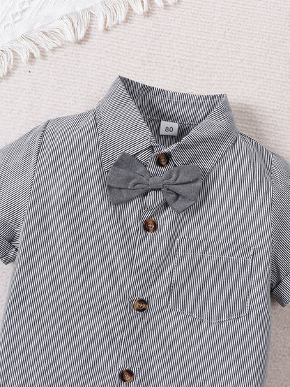 Completo elegante bimbo con papillon e bretelle – 3 pezzi Grigio