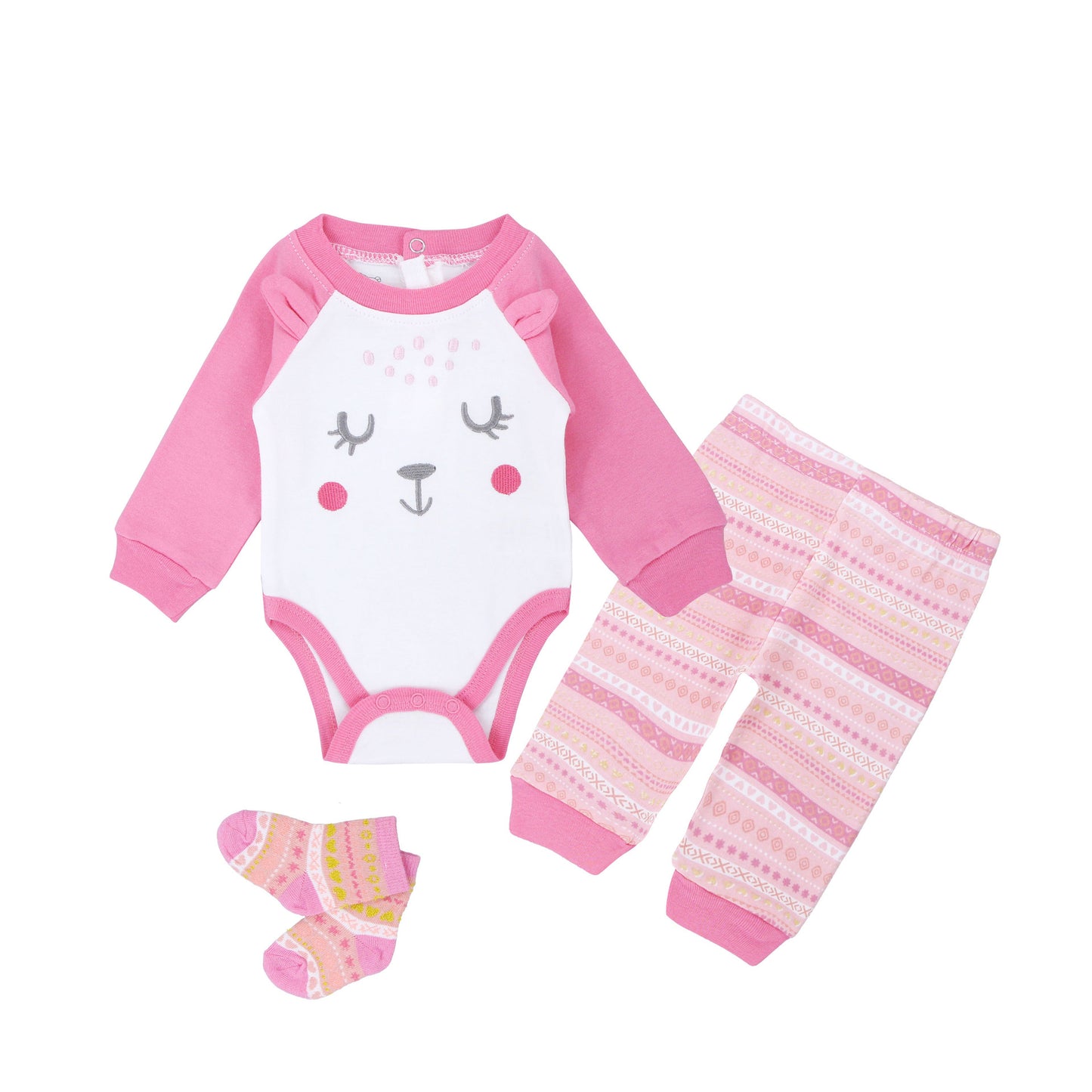 Set Neonato 3 Pezzi con Body, Pantaloni e Calzini