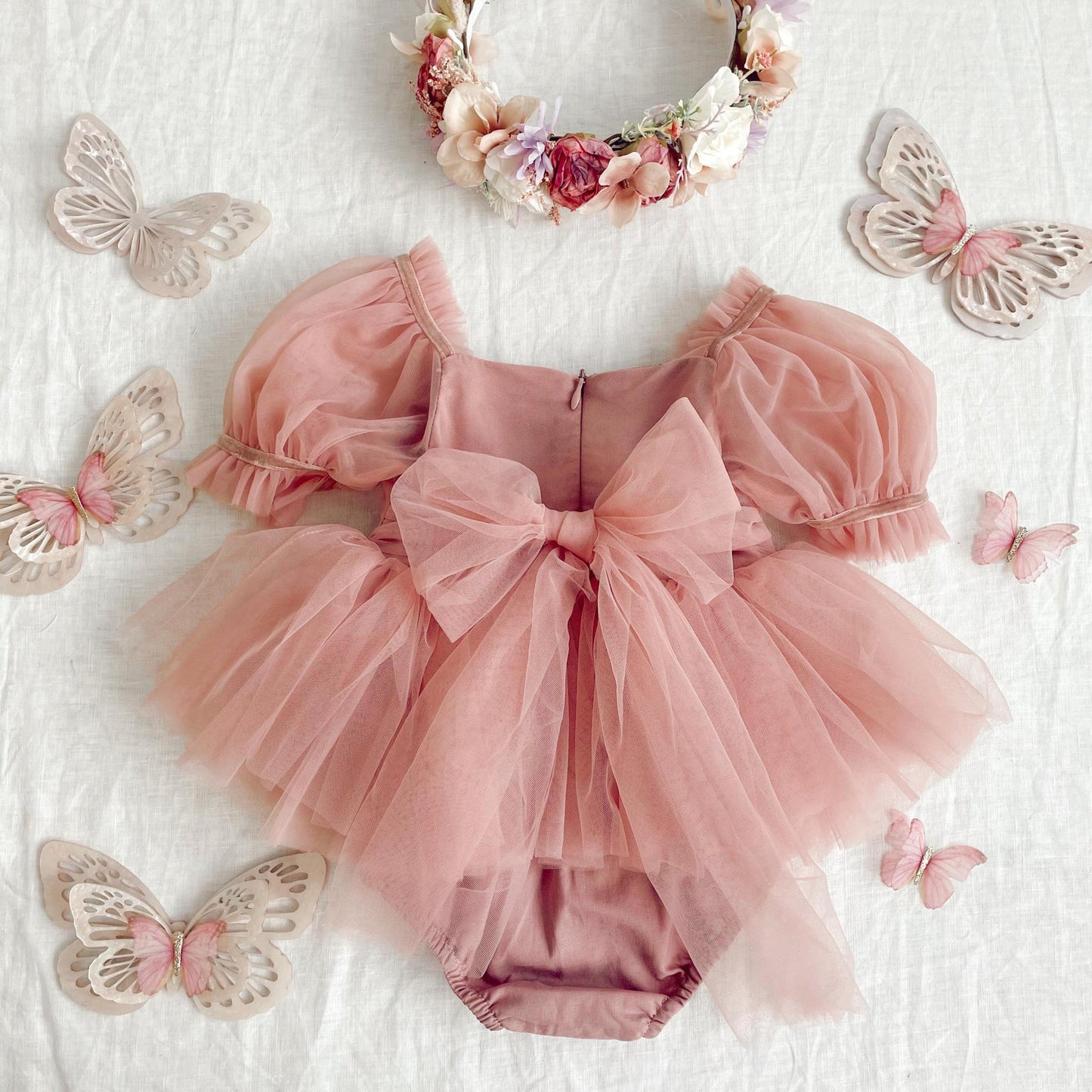 Body da Bambina Elegante in Tulle Rosa con Fiocco