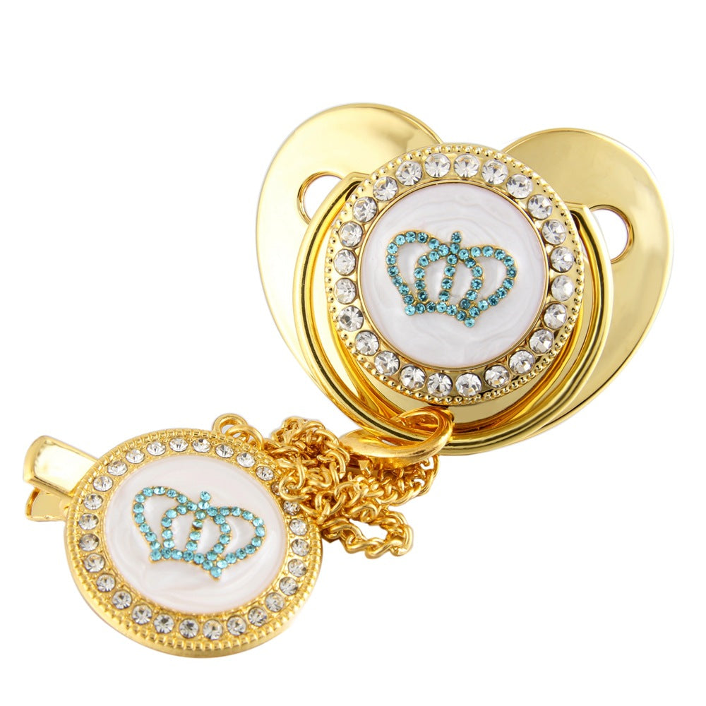 Set Ciuccio + Catenella con Corona Azzurra