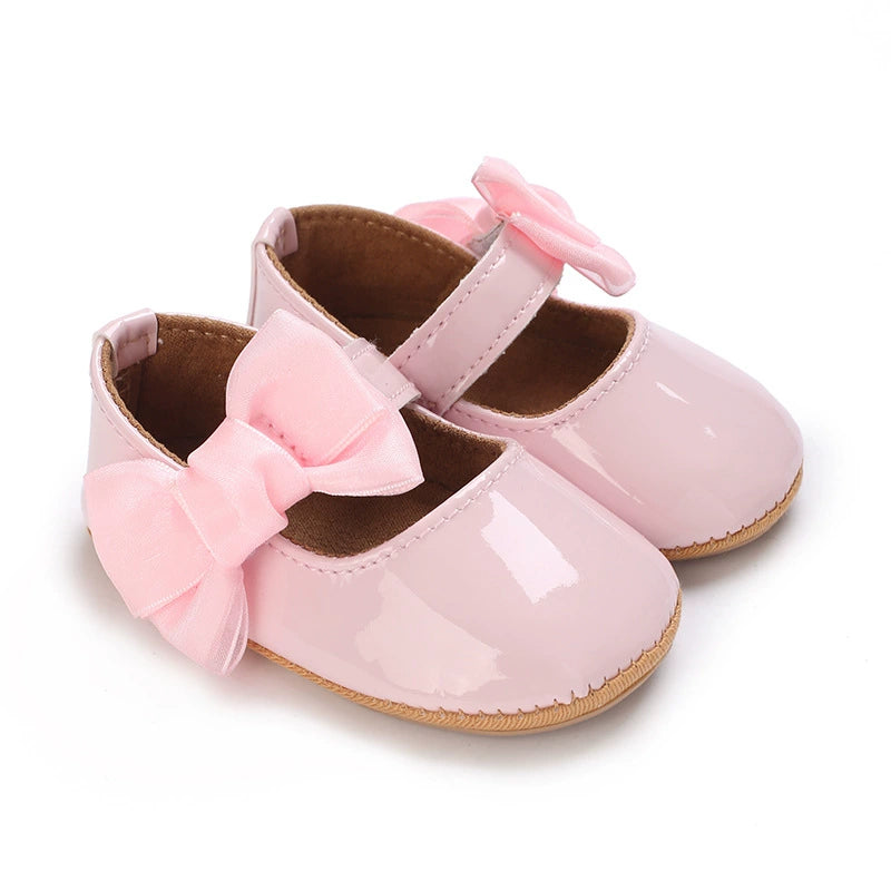 Scarpine Neonata Vernice con Fiocco – Morbide, Antiscivolo