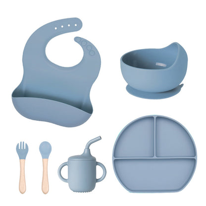 Set pappa in silicone 6 pezzi con piatto diviso – Antiscivolo, BPA Free