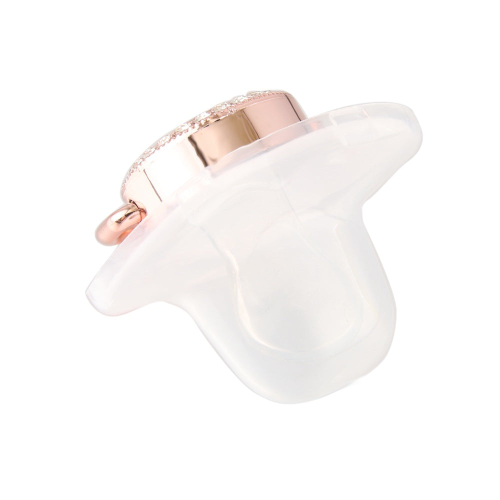 Set Ciuccio Luxury Bianco e oro rosa con Clip – Personalizzato con Iniziale (6-12 mesi)