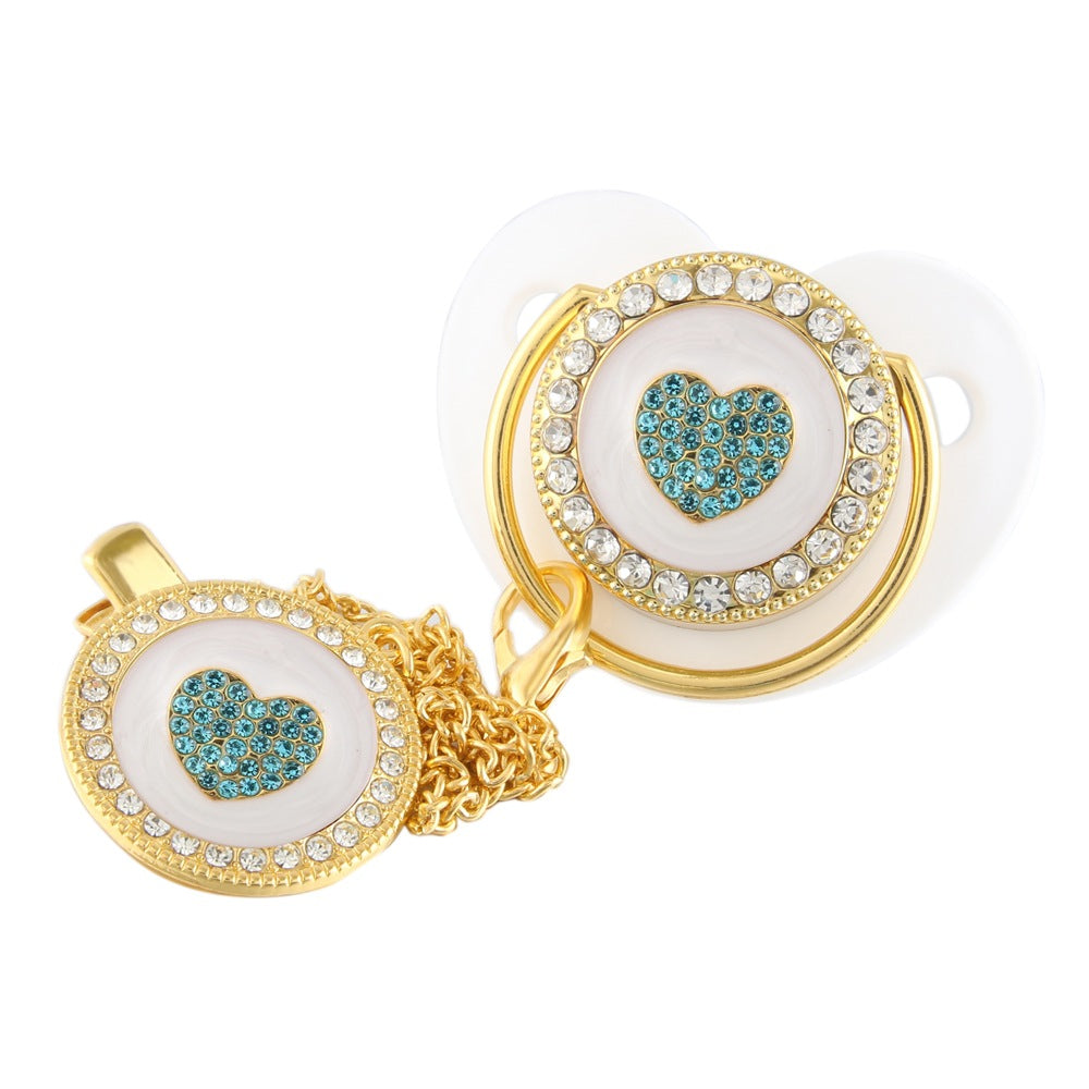 Set Ciuccio + Catenella con Cuore Azzurro