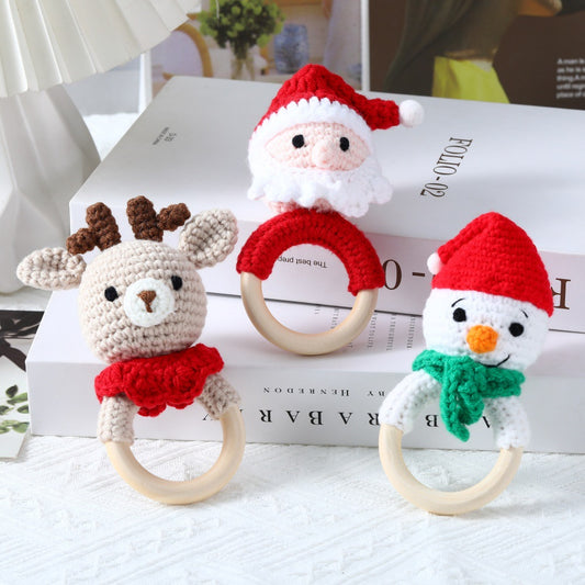 Sonagli natalizi uncinetto in legno – Babbo Natale, Pupazzo di neve e Renna