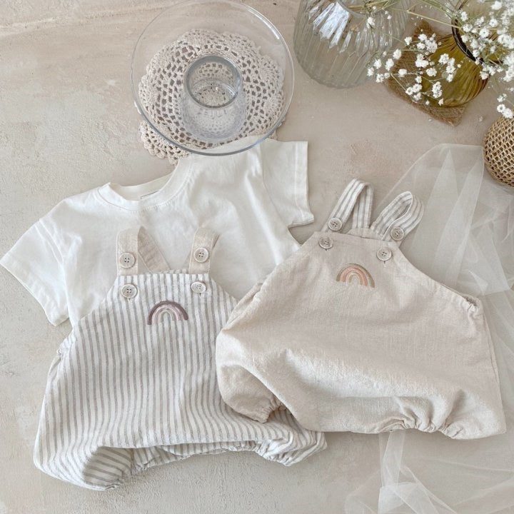 Salopette Estiva Neonato/ Bimbo  Arcobaleno – 2 Pezzi