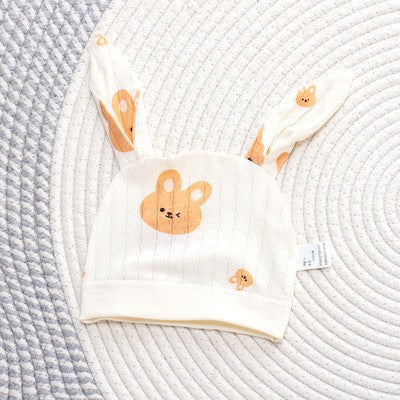 Cappellino Estivo Neutro neonato/a Bimbo/ Bimba  con orecchie – Coniglietti arancio