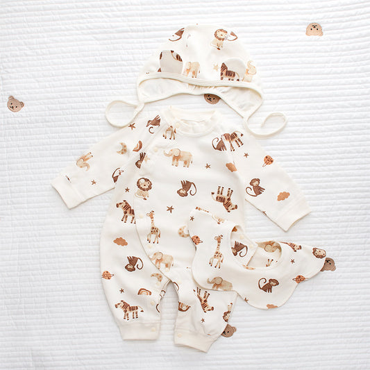 Coordinato Set Neutro Neonato/a Bimbo/ Bimba  3 pezzi – Safari in cotone