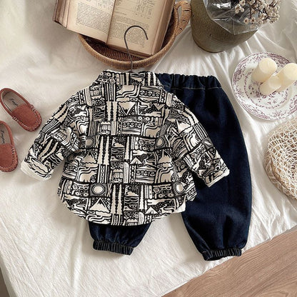 Completo 3 Pezzi Bambino – Stile Urban Grafico & Denim