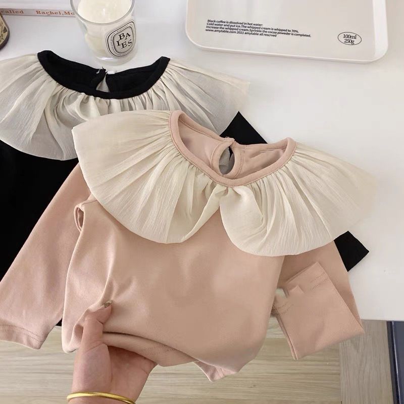 Blusa Bambina con Maxi Colletto Plissettato