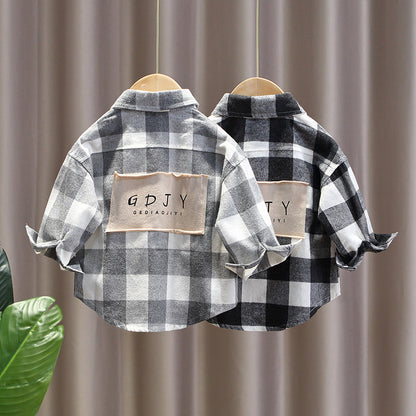 Camicia a quadri nera per bambino – Stile casual in flanella leggera