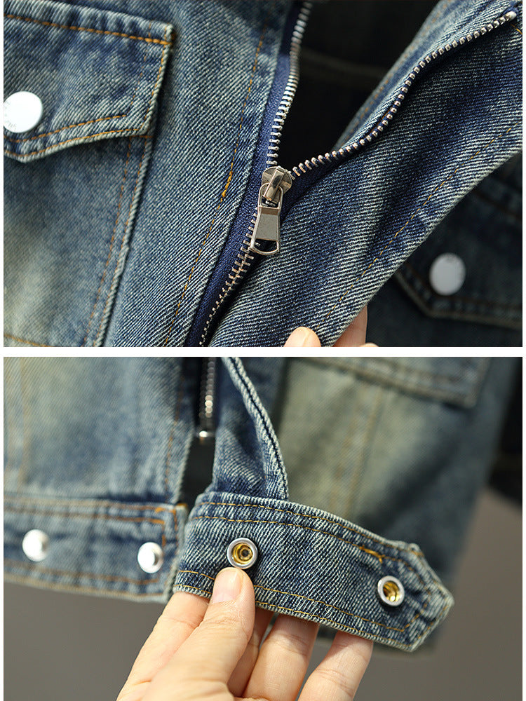 Completo bimbo in denim elasticizzato con giacca e pantaloni – casual e resistente