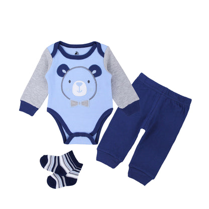 Set Neonato 3 Pezzi con Body, Pantaloni e Calzini