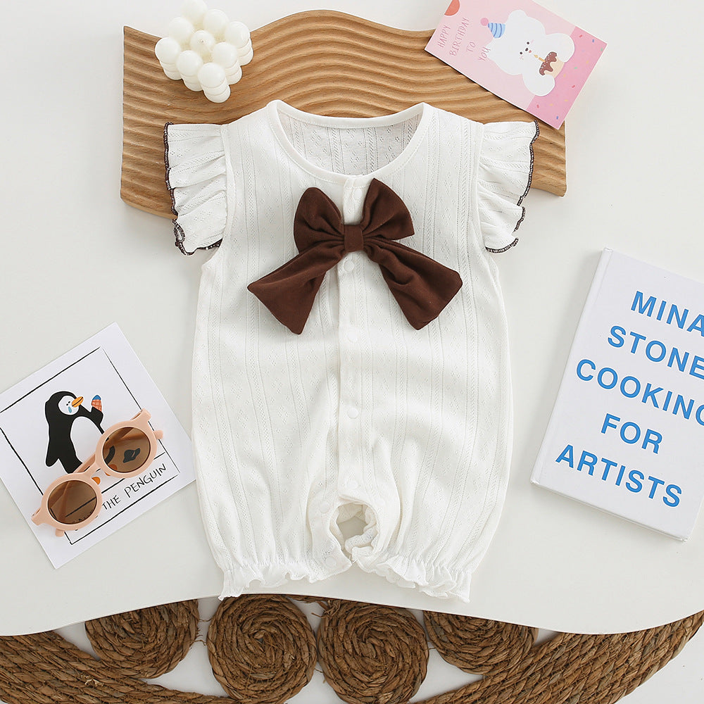 Pagliaccetto Elegante per Neonata con Fiocco a Contrasto