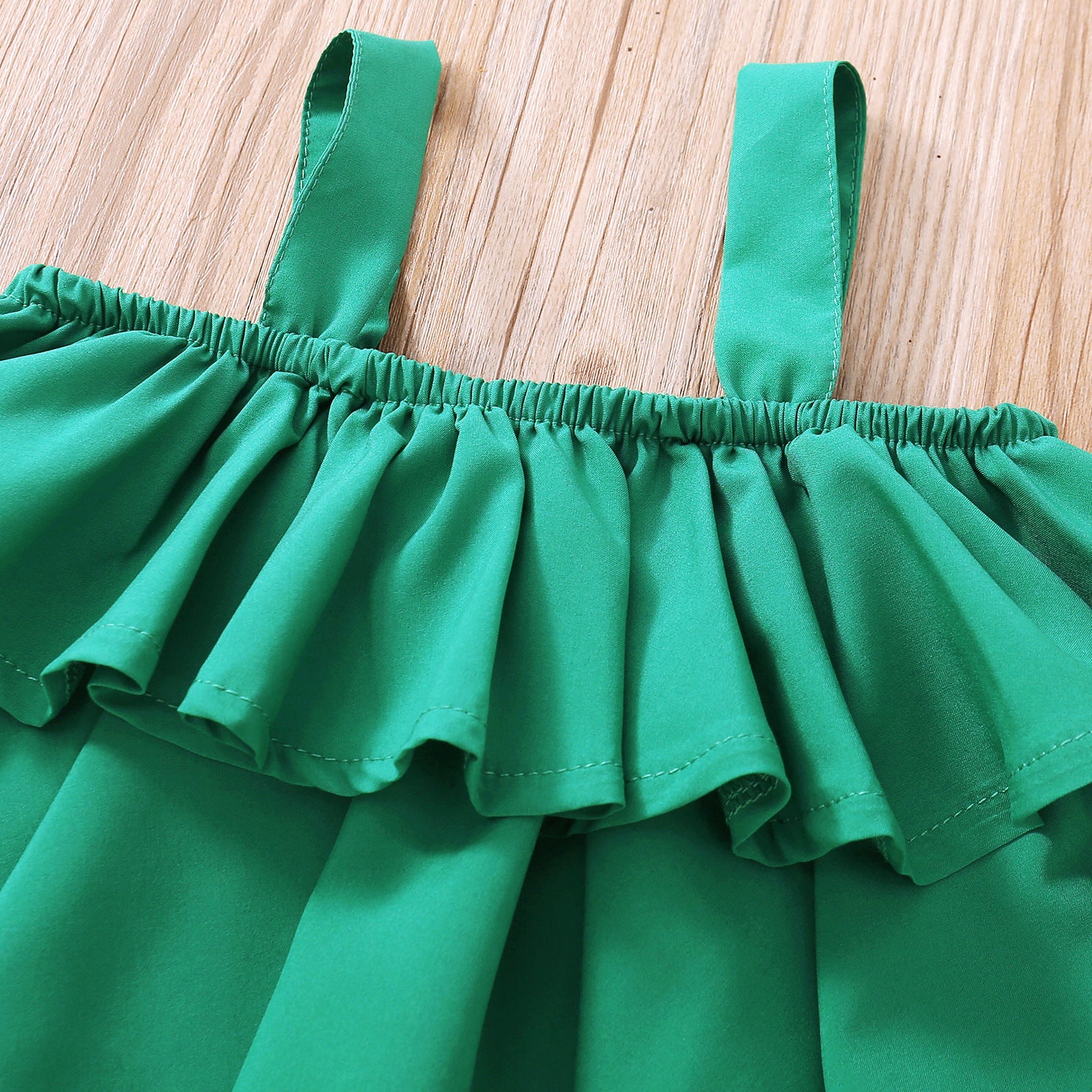 Completo Estivo Bimba  Top con Volant e Pantaloni Verde Smeraldo