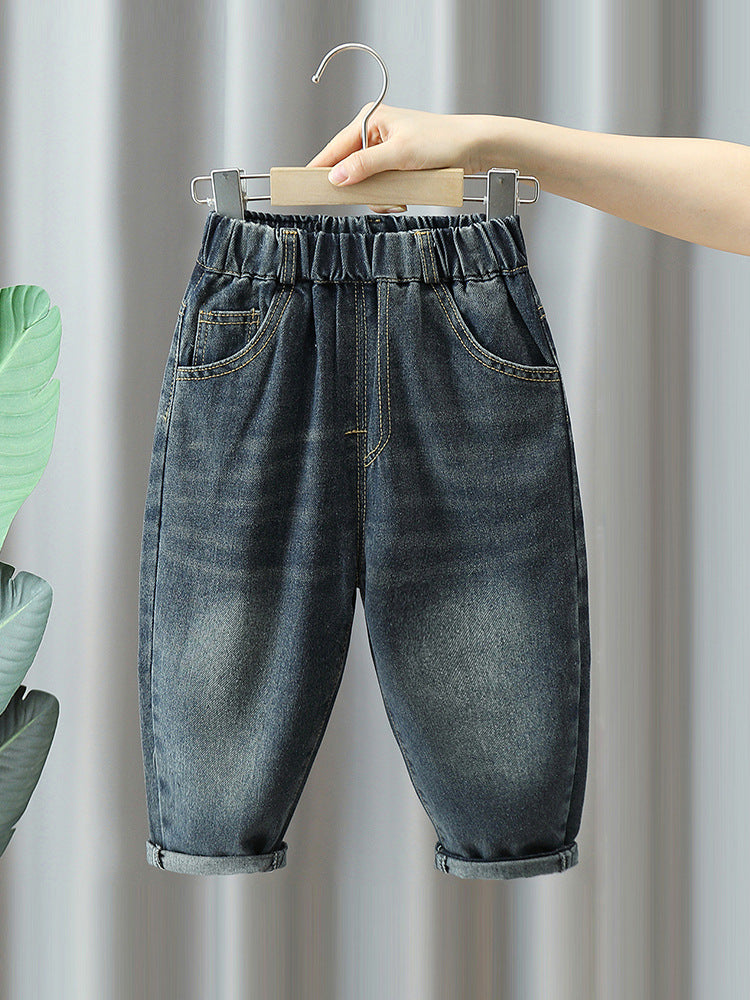 Jeans Bambino con Vita Elasticizzata  Modello Casual a Gamba Dritta