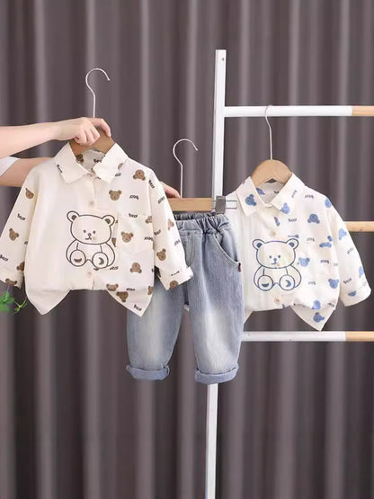 Completo Bambino - Camicia con Orsetti e Jeans