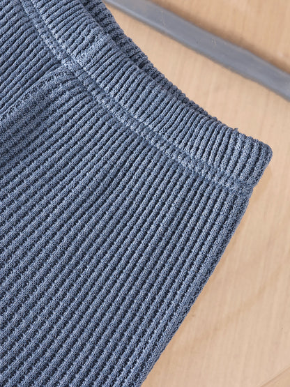 Completo bimbo 3 pezzi con gilet in maglia   Blu denim