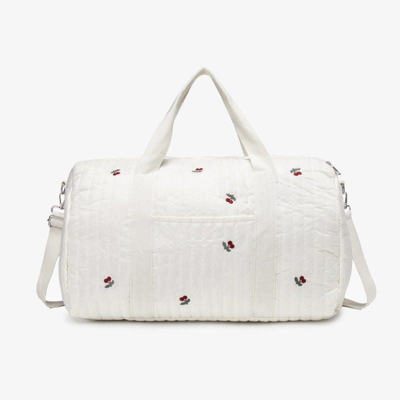 Borsa Mamma Trapuntata con Ricamo Ciliegie