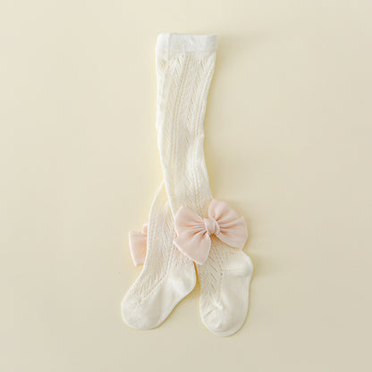 Calze bambina lunghe con fiocco in raso – vari colori