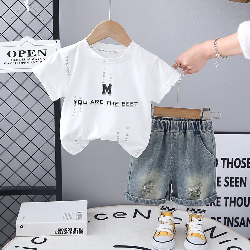 Completo Estivo Bimbo – T-shirt “You Are the Best” e Shorts in Denim