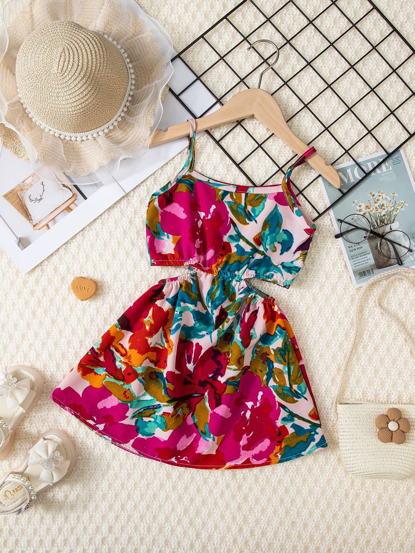 Vestito Estivo Bimba a Spalline   Fantasia Floreale Multicolor