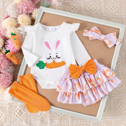 Set Completo 4pz bimba  Neonata "Bunny & Carrot"